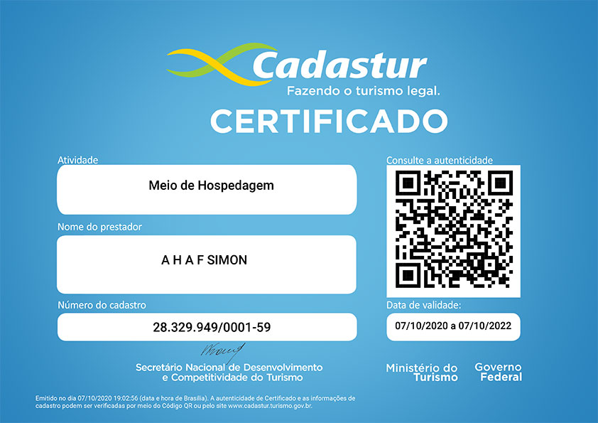 CADASTUR BR LICENCIA DEL MINISTERIO DE TURISMO BR 2018